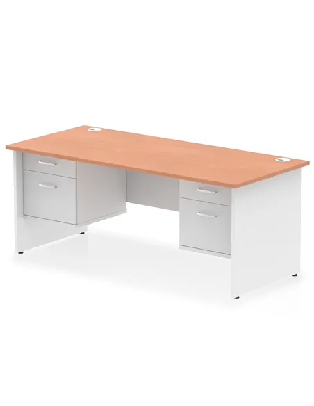 Dynamic Impulse 1800 x 800mm Straight Desk Beech Top Panel End with 2 x 2 Drawer Fixed Pedestal TT000199