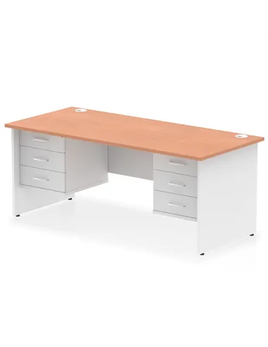 Dynamic Impulse 1800 x 800mm Straight Desk Beech Top Panel End with 2 x 3 Drawer Fixed Pedestal TT000200