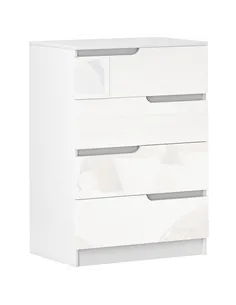 HOMCOM Chest of Four High Gloss Front Drawers - White