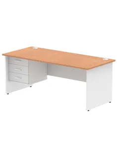 Dynamic Impulse 1800 x 800mm Straight Desk Oak Top Panel End with 1 x 3 Drawer Fixed Pedestal TT000203