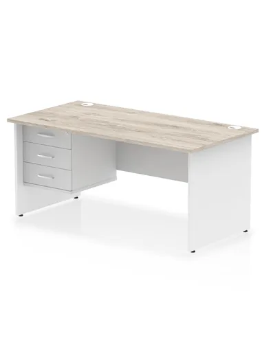 Dynamic Impulse 1600 x 800mm Straight Desk Grey Oak Top Panel End with 1 x 3 Drawer Fixed Pedestal TT000212