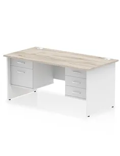 Dynamic Impulse 1600 x 800mm Straight Desk Grey Oak Top Panel End with 1 x 2 Drawer and 1 x 3 Drawer Fixed Pedestal TT000213