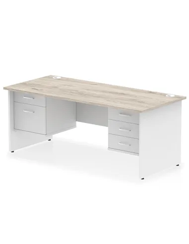Dynamic Impulse 1800 x 800mm Straight Desk Grey Oak Top Panel End with 1 x 2 Drawer and 1 x 3 Drawer Fixed Pedestal TT000218