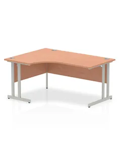 Dynamic Impulse 1600mm Left Crescent Office Desk Beech Top Silver Cantilever Leg I000299
