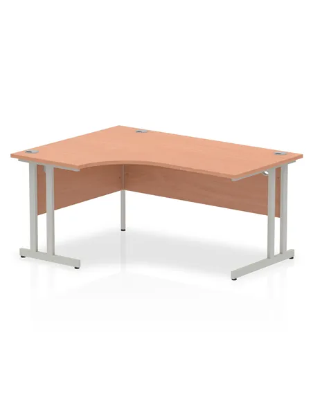 Dynamic Impulse 1600mm Left Crescent Office Desk Beech Top Silver Cantilever Leg I000299