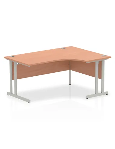 Dynamic Impulse 1600mm Right Crescent Office Desk Beech Top Silver Cantilever Leg I000300