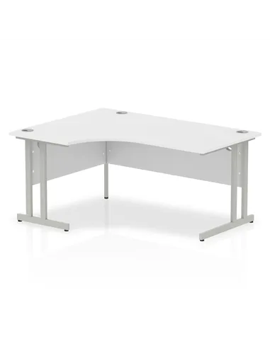 Dynamic Impulse 1600mm Left Crescent Office Desk White Top Silver Cantilever Leg I000321