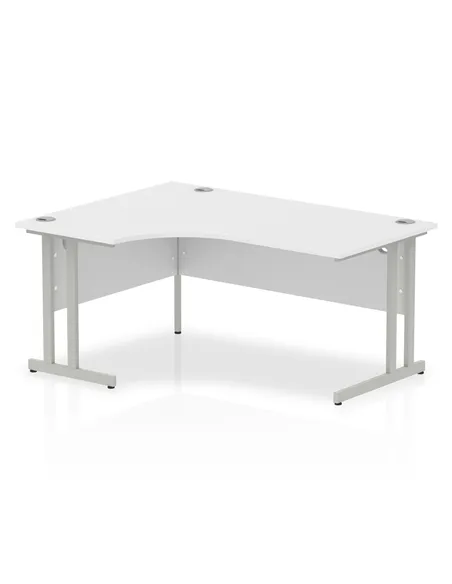 Dynamic Impulse 1600mm Left Crescent Office Desk White Top Silver Cantilever Leg I000321