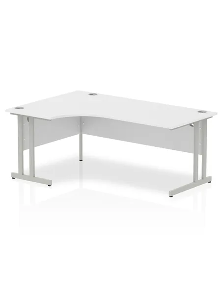 Dynamic Impulse 1800mm Left Crescent Office Desk White Top Silver Cantilever Leg I000323
