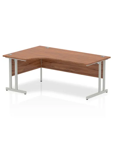 Dynamic Impulse 1800mm Left Crescent Office Desk Walnut Top Silver Cantilever Leg I000345