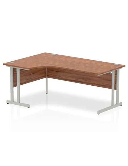 Dynamic Impulse 1800mm Left Crescent Office Desk Walnut Top Silver Cantilever Leg I000345