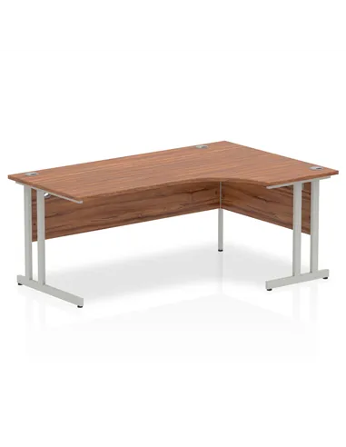 Dynamic Impulse 1800mm Right Crescent Office Desk Walnut Top Silver Cantilever Leg I000346