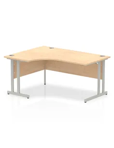 Dynamic Impulse 1600mm Left Crescent Office Desk Maple Top Silver Cantilever Leg I000365