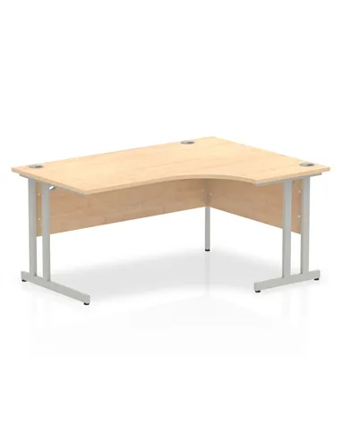 Dynamic Impulse 1600mm Right Crescent Office Desk Maple Top Silver Cantilever Leg I000366