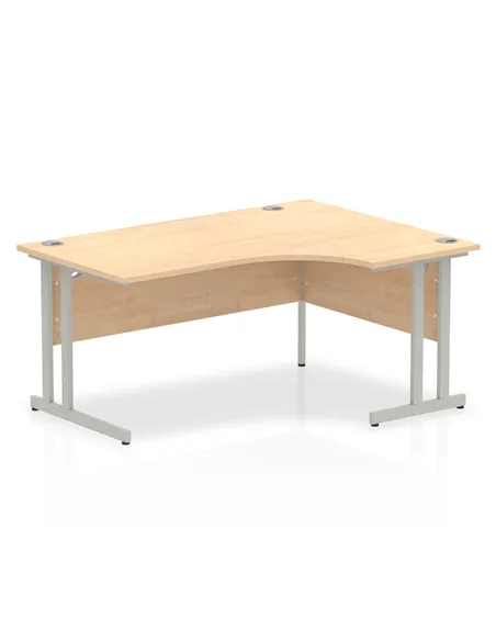 Dynamic Impulse 1600mm Right Crescent Office Desk Maple Top Silver Cantilever Leg I000366
