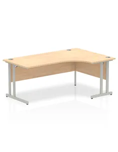 Dynamic Impulse 1800mm Right Crescent Office Desk Maple Top Silver Cantilever Leg I000368