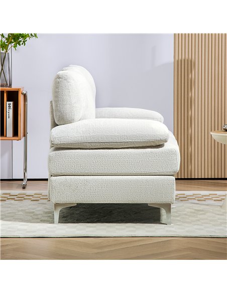 HOMCOM 2 Seater Sofa, Modern Fabric Loveseat with Spring Cushion and Metal Legs, Small Couch for Living Room, Bedroom, Home Offi