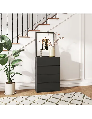 HOMCOM Chest of Drawers, 4-Drawer Storage Cabinets, Modern Dresser, Storage Drawer Unit for Bedroom