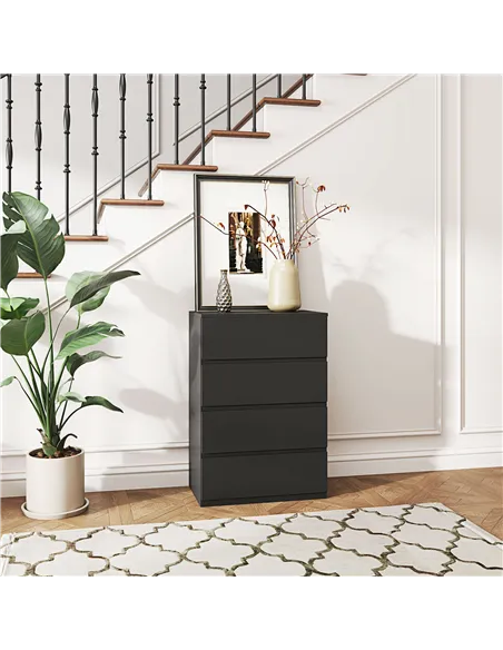 HOMCOM Chest of Drawers, 4-Drawer Storage Cabinets, Modern Dresser, Storage Drawer Unit for Bedroom