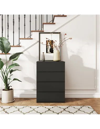 HOMCOM Chest of Drawers, 4-Drawer Storage Cabinets, Modern Dresser, Storage Drawer Unit for Bedroom