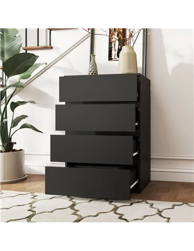 HOMCOM Chest of Drawers, 4-Drawer Storage Cabinets, Modern Dresser, Storage Drawer Unit for Bedroom