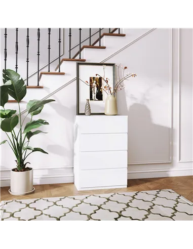 HOMCOM Chest of Drawers, 4-Drawer Storage Cabinets, Modern Dresser, Storage Drawer Unit for Bedroom