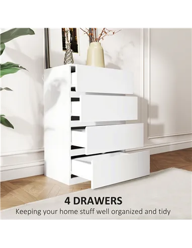 HOMCOM Chest of Drawers, 4-Drawer Storage Cabinets, Modern Dresser, Storage Drawer Unit for Bedroom