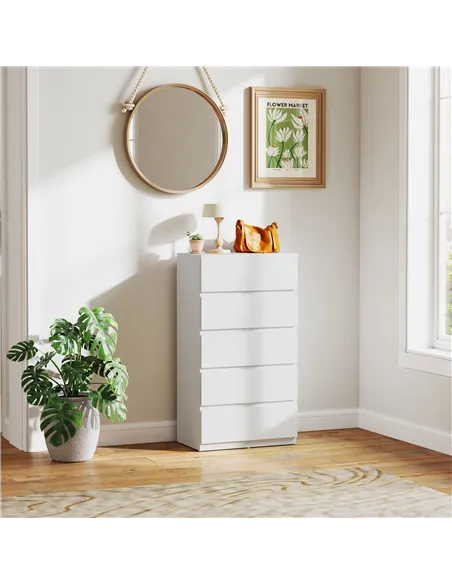 HOMCOM Chest of Drawers, 5-Drawer Storage Cabinets, Modern Dresser, Storage Drawer Unit for Bedroom