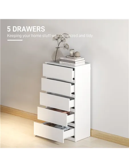 HOMCOM Chest of Drawers, 5-Drawer Storage Cabinets, Modern Dresser, Storage Drawer Unit for Bedroom