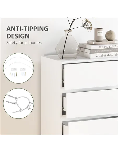 HOMCOM Chest of Drawers, 5-Drawer Storage Cabinets, Modern Dresser, Storage Drawer Unit for Bedroom