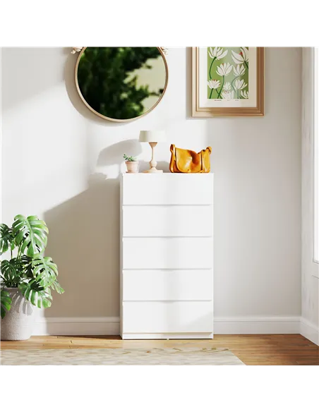 HOMCOM Chest of Drawers, 5-Drawer Storage Cabinets, Modern Dresser, Storage Drawer Unit for Bedroom