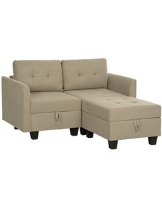 HOMCOM 'L' Shape Modular Storage Sofa - Light Brown