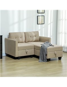 HOMCOM 'L' Shape Modular Storage Sofa - Light Brown 2