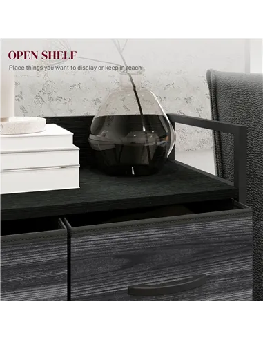 HOMCOM Rustic Chest of Four Fabric Drawers - Black