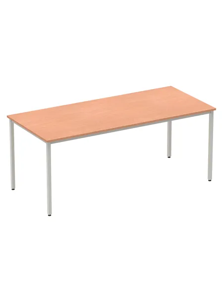Dynamic Impulse 1800mm Straight Writing Desk Table Beech Top Silver Box Frame Leg BF00105