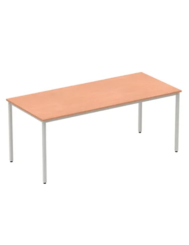 Dynamic Impulse 1800mm Straight Writing Desk Table Beech Top Silver Box Frame Leg BF00105