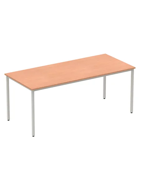 Dynamic Impulse 1800mm Straight Writing Desk Table Beech Top Silver Box Frame Leg BF00105