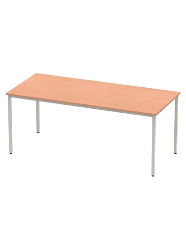 Dynamic Impulse 1800mm Straight Writing Desk Table Beech Top Silver Box Frame Leg BF00105