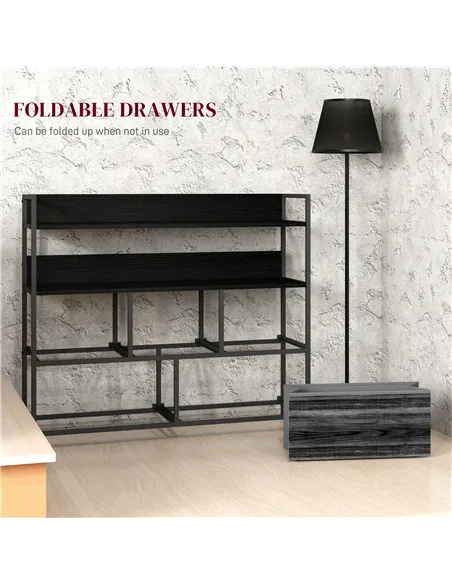 HOMCOM Rustic Chest of Five Fabric Drawers - Black
