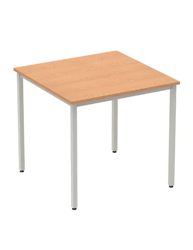 Dynamic Impulse 800mm Straight Writing Desk Table Oak Top Silver Box Frame Leg BF00127