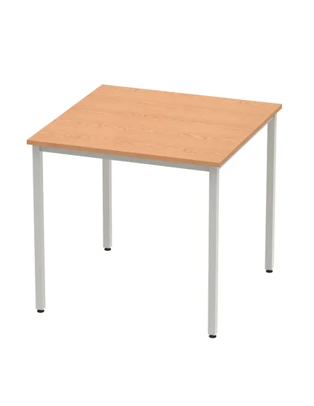 Dynamic Impulse 800mm Straight Writing Desk Table Oak Top Silver Box Frame Leg BF00127