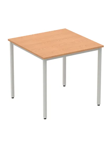 Dynamic Impulse 800mm Straight Writing Desk Table Oak Top Silver Box Frame Leg BF00127