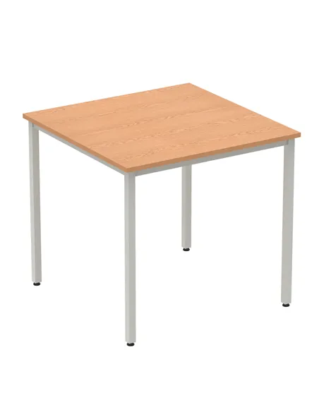Dynamic Impulse 800mm Straight Writing Desk Table Oak Top Silver Box Frame Leg BF00127