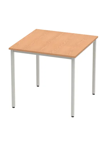 Dynamic Impulse 800mm Straight Writing Desk Table Oak Top Silver Box Frame Leg BF00127