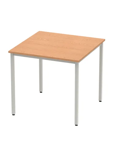 Dynamic Impulse 800mm Straight Writing Desk Table Oak Top Silver Box Frame Leg BF00127