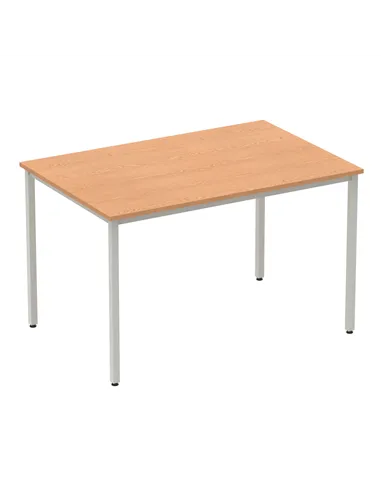 Dynamic Impulse 1200mm Straight Writing Desk Table Oak Top Silver Box Frame Leg BF00128