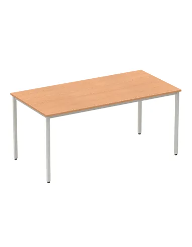 Dynamic Impulse 1600mm Straight Writing Desk Table Oak Top Silver Box Frame Leg BF00130