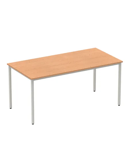 Dynamic Impulse 1600mm Straight Writing Desk Table Oak Top Silver Box Frame Leg BF00130