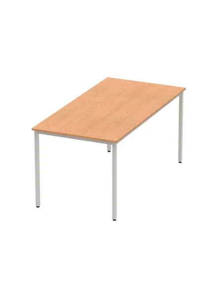 Dynamic Impulse 1600mm Straight Writing Desk Table Oak Top Silver Box Frame Leg BF00130