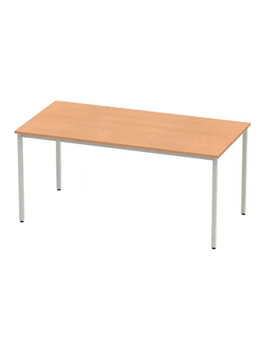 Dynamic Impulse 1600mm Straight Writing Desk Table Oak Top Silver Box Frame Leg BF00130